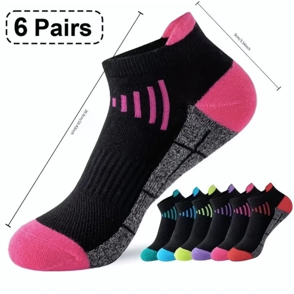 Calcetines Deportivos Coloridos Para Mujer 6 Pares Corte Bajo Nuevos Tallas 7-10